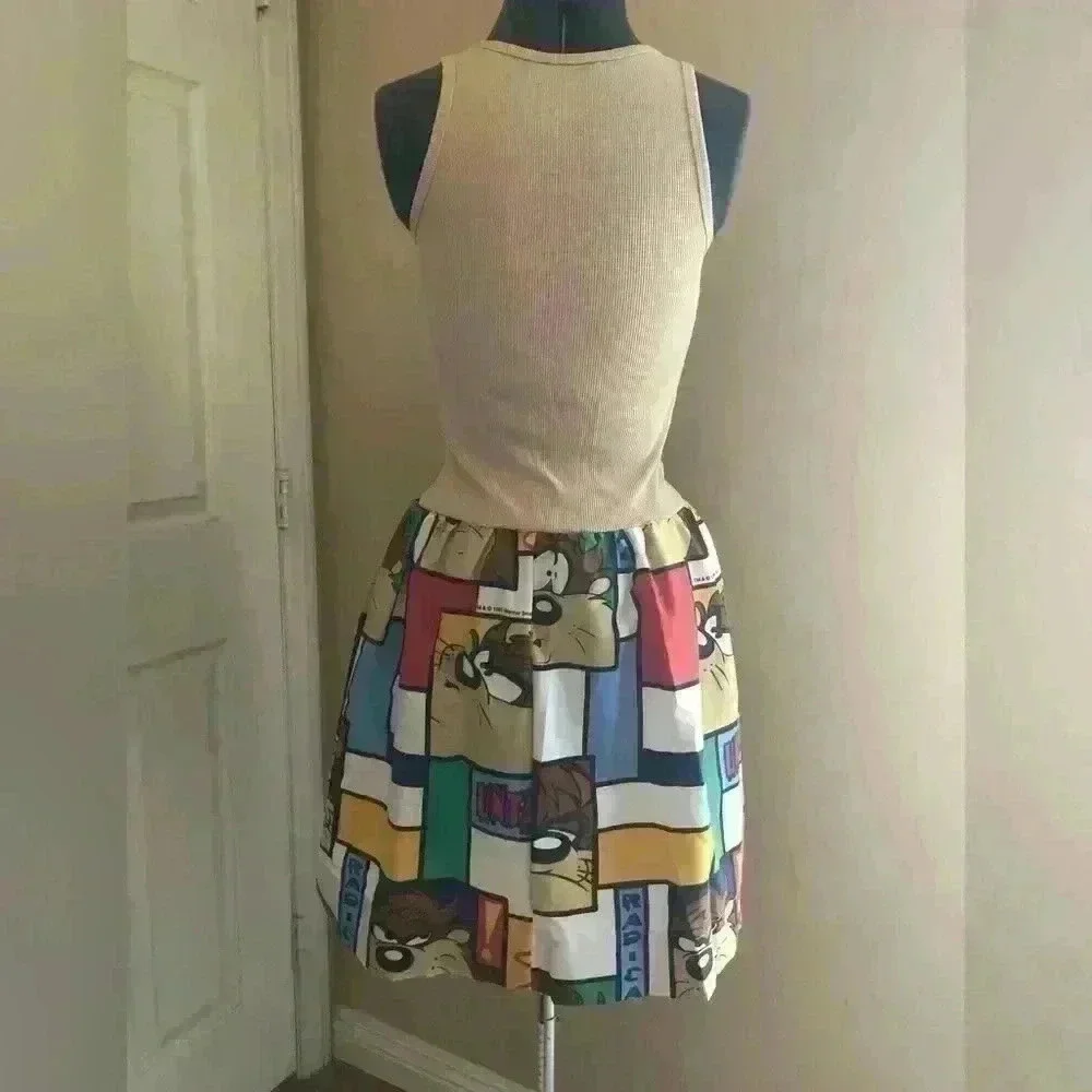 HANDMADE UPCYCLED LOONEY TOONS TANK DRESS BEST FITS SMALL-MEDIUM - Picture 3 of 3
